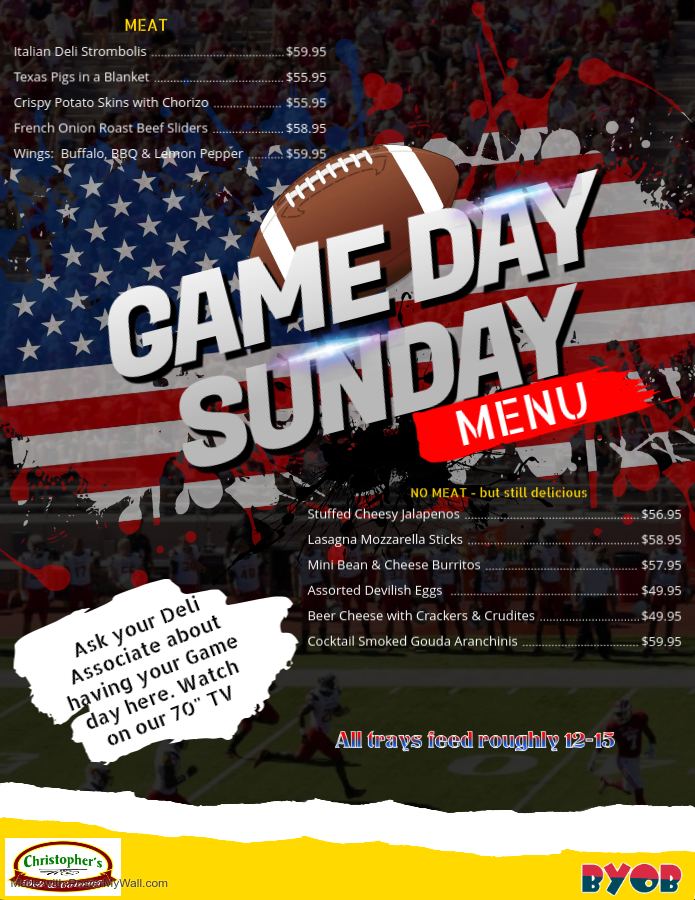 Game Day Sunday Menu Flyer